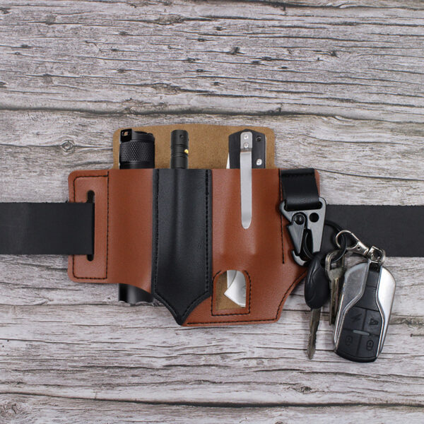 CV016 Multitool Sheath For Belt/PU Natural Leather EDC Pocket Organizer for Men/EDC Organizer Pen Holder Pouch - Image 11