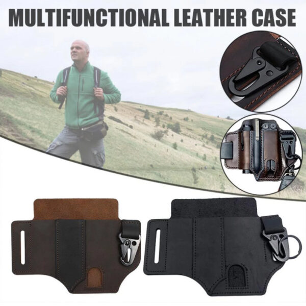 CV016 Multitool Sheath For Belt/PU Natural Leather EDC Pocket Organizer for Men/EDC Organizer Pen Holder Pouch - Image 10