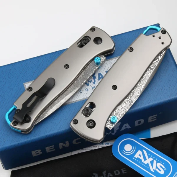 KF084 BENCHMADE Bugout BM535 Titanium Handle Series/Damascus Axis Lock EDC Pocket Knife - Image 11
