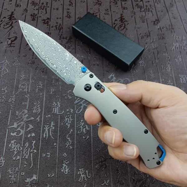 KF084 BENCHMADE Bugout BM535 Titanium Handle Series/Damascus Axis Lock EDC Pocket Knife - Image 9