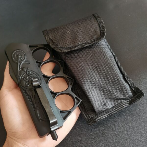 KF140 Semi-Automatic Brass Knuckles Folding Knife with ABS Rubber tecture Handle - Image 6